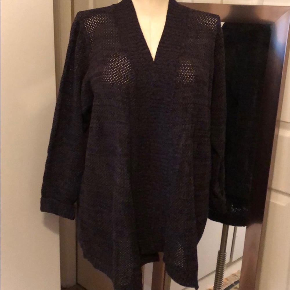 Heathered black open front cardigan